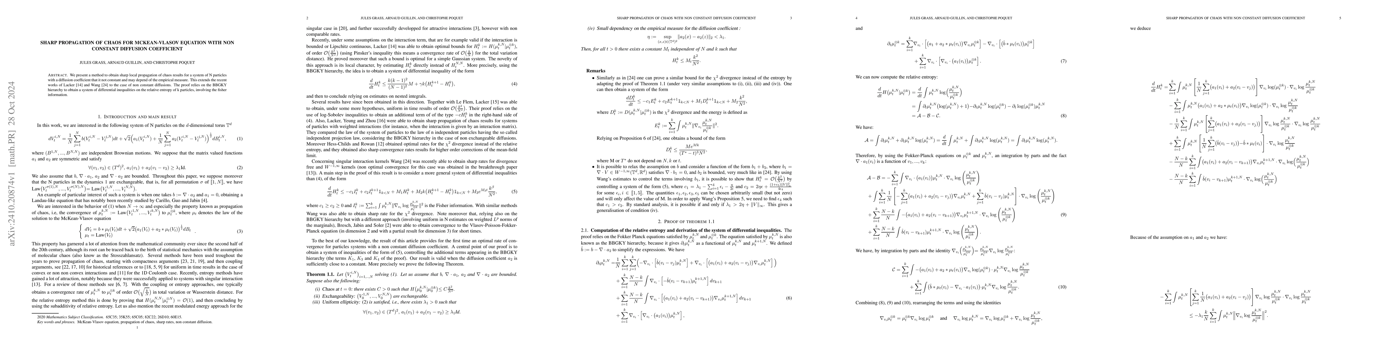 Thumbnail for Sharp propagation of chaos for McKean-Vlasov equation with non constant
  diffusion coefficient