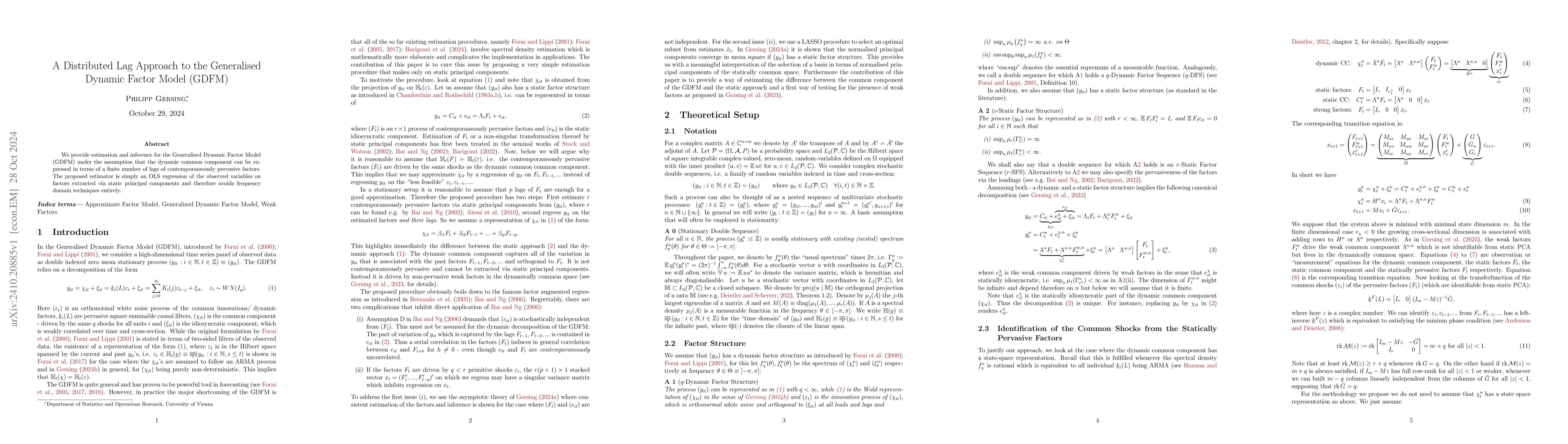 Thumbnail for A Distributed Lag Approach to the Generalised Dynamic Factor Model
  (GDFM)