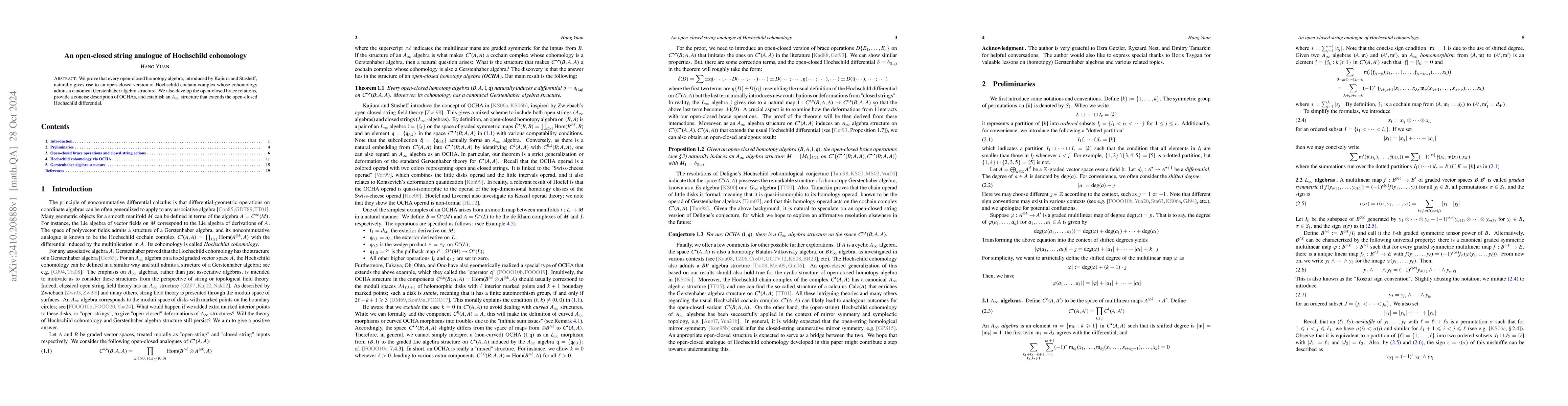 Thumbnail for An open-closed string analogue of Hochschild cohomology