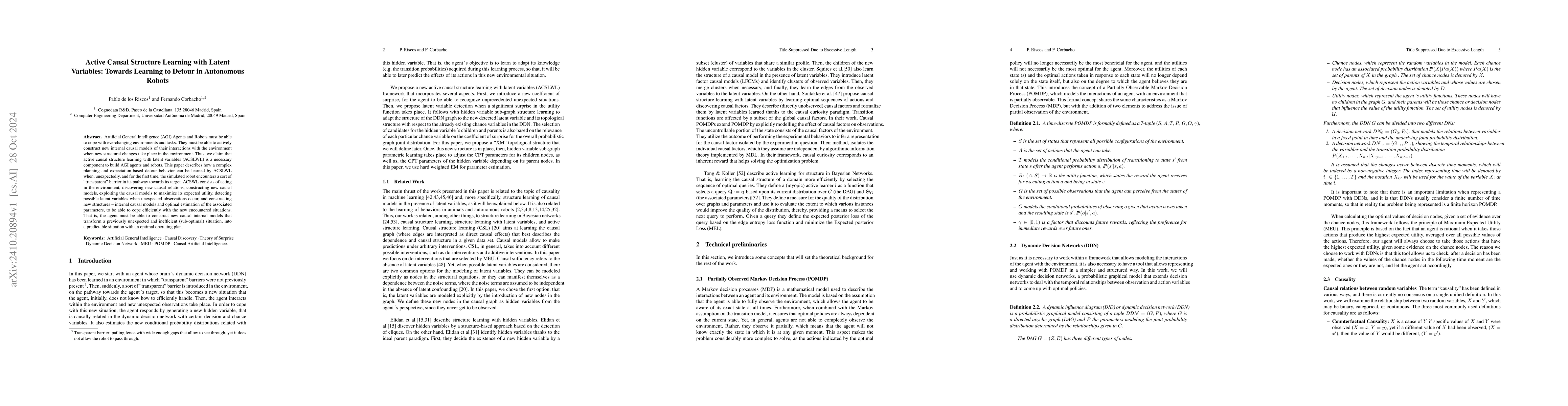 Thumbnail for Active Causal Structure Learning with Latent Variables: Towards Learning
  to Detour in Autonomous Robots