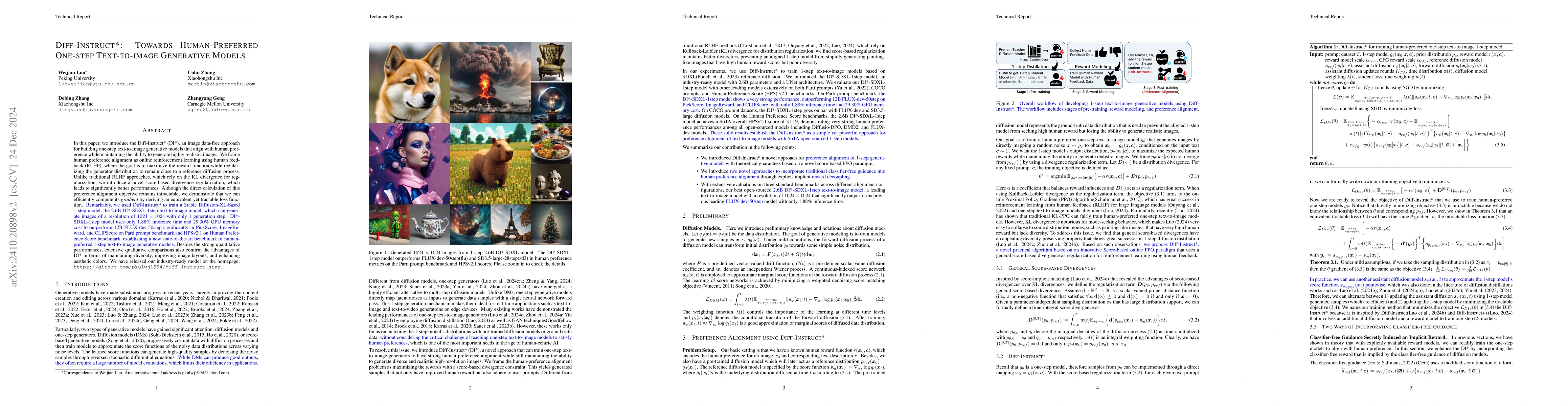 Thumbnail for Diff-Instruct*: Towards Human-Preferred One-step Text-to-image
  Generative Models