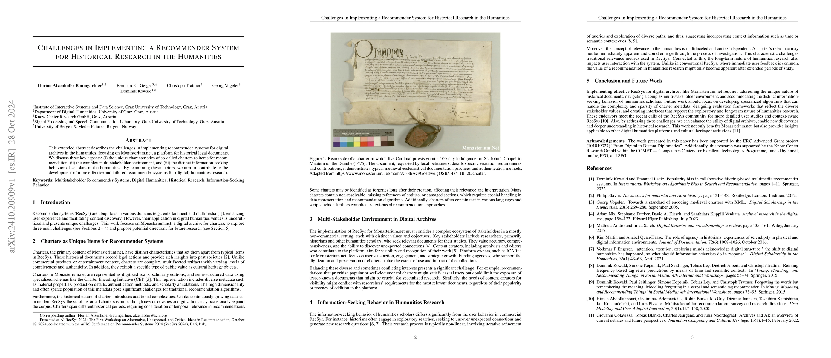 Thumbnail for Challenges in Implementing a Recommender System for Historical Research
  in the Humanities