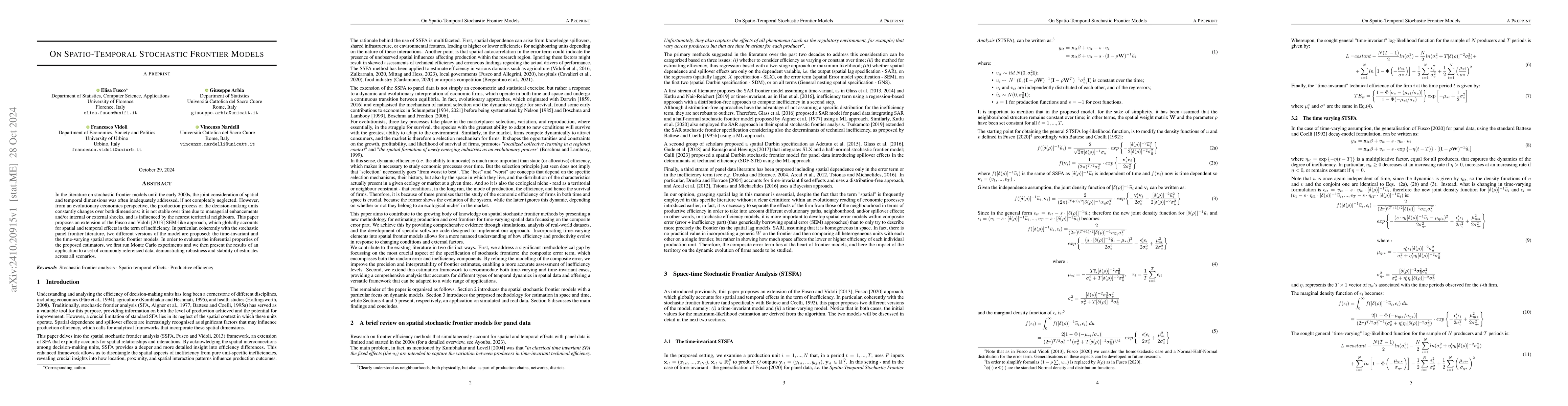 Thumbnail for On Spatio-Temporal Stochastic Frontier Models