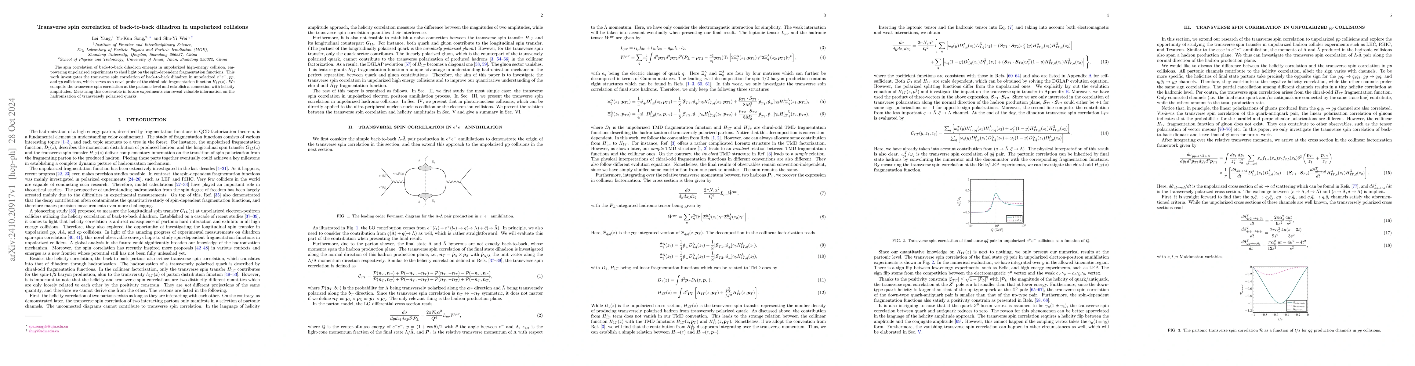 Thumbnail for Transverse spin correlation of back-to-back dihadron in unpolarized
  collisions