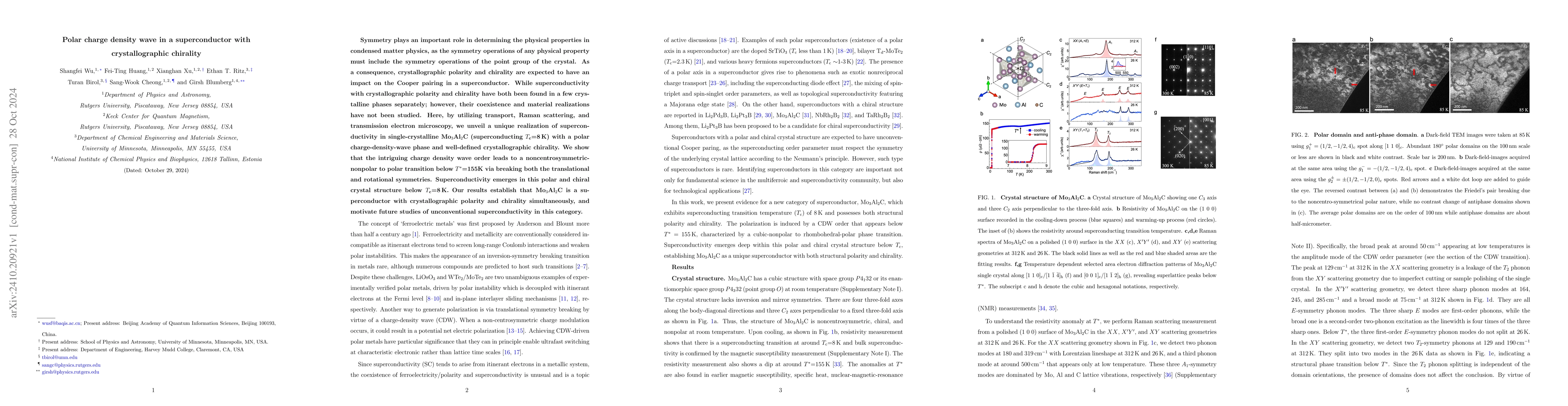 Thumbnail for Polar charge density wave in a superconductor with crystallographic
  chirality