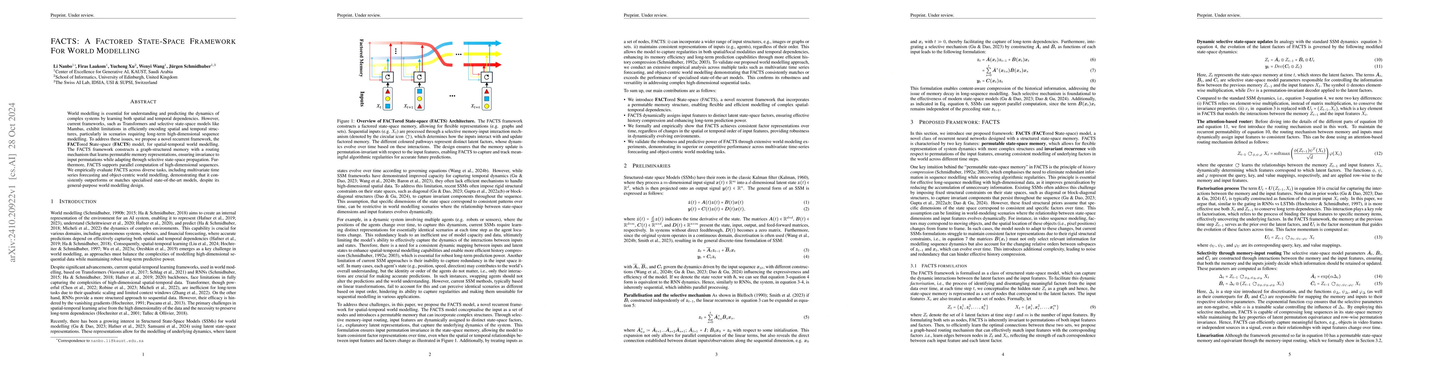 Thumbnail for FACTS: A Factored State-Space Framework For World Modelling