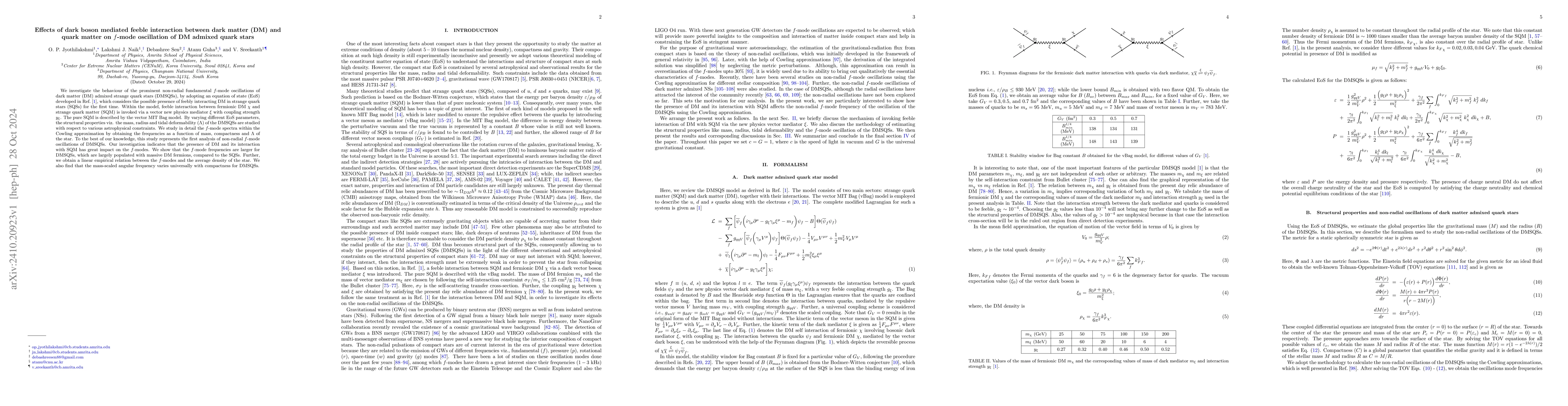Thumbnail for Effects of dark boson mediated feeble interaction between dark matter
  (DM) and quark matter on $f$-mode oscillation of DM admixed quark stars
