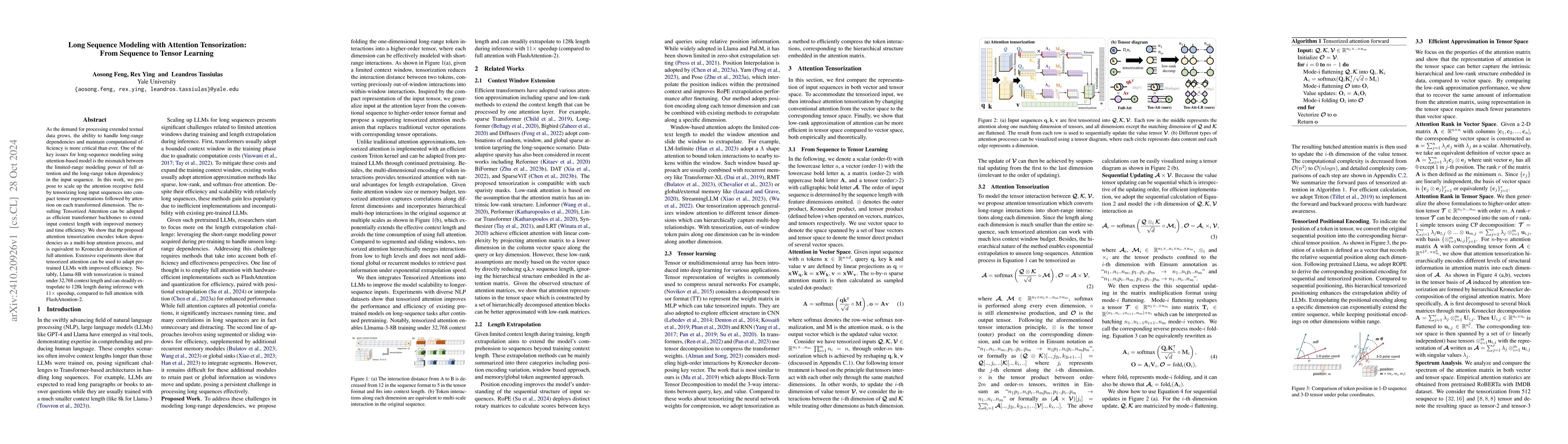 Thumbnail for Long Sequence Modeling with Attention Tensorization: From Sequence to
  Tensor Learning