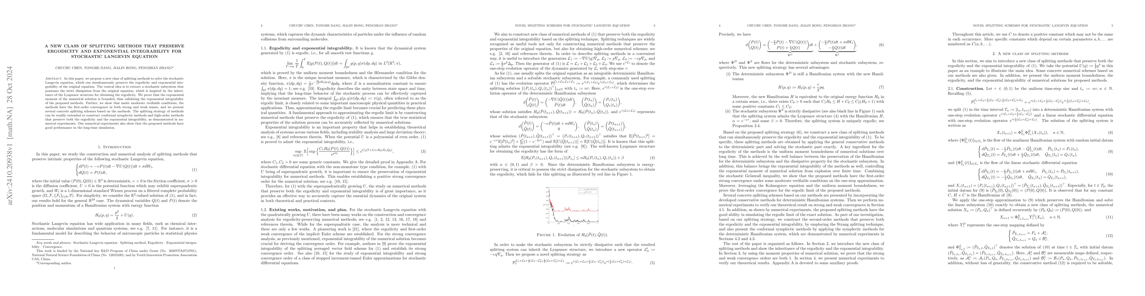 Thumbnail for A new class of splitting methods that preserve ergodicity and
  exponential integrability for stochastic Langevin equation