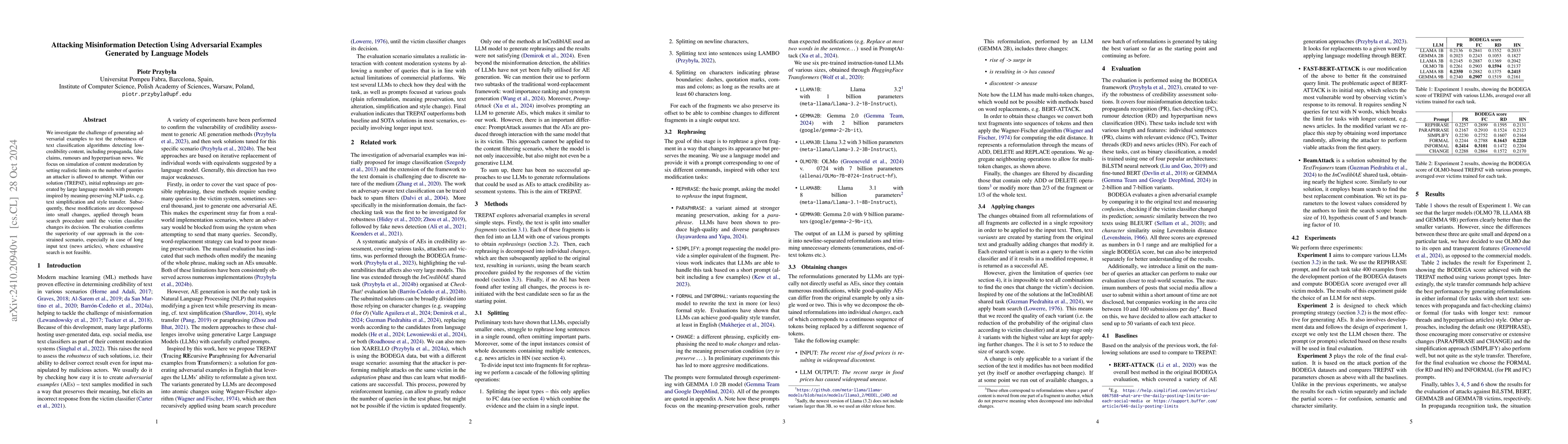 Thumbnail for Attacking Misinformation Detection Using Adversarial Examples Generated
  by Language Models