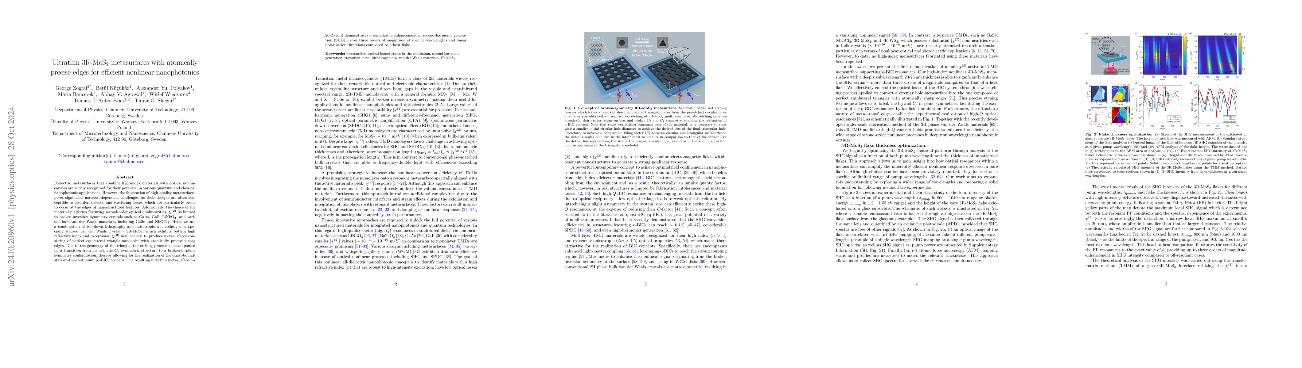 Thumbnail for Ultrathin 3R-MoS$_2$ metasurfaces with atomically precise edges for
  efficient nonlinear nanophotonics