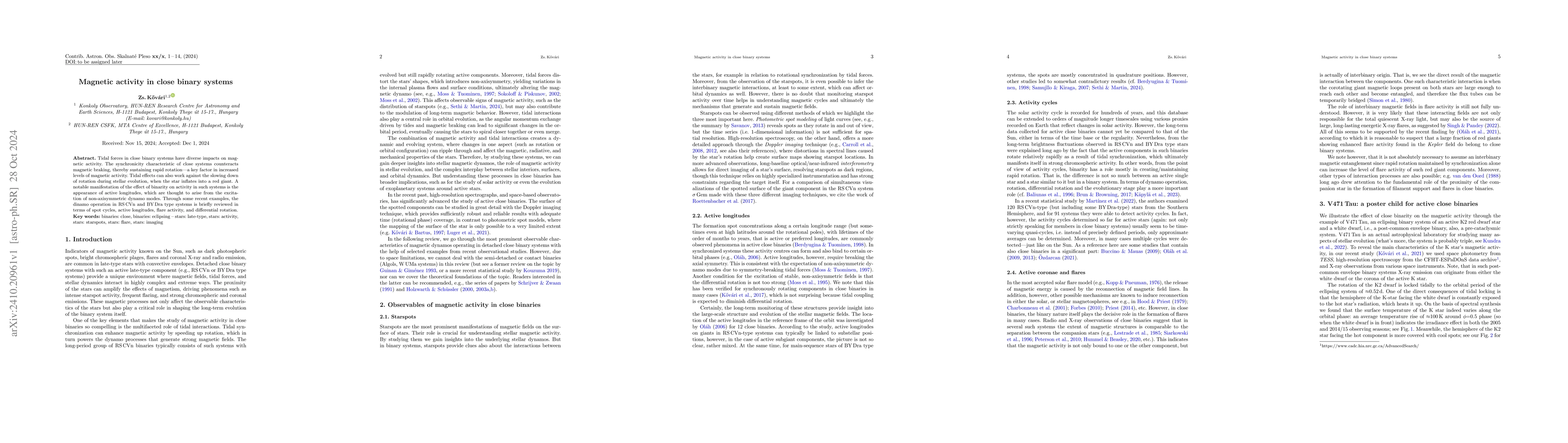 Thumbnail for Magnetic activity in close binary systems
