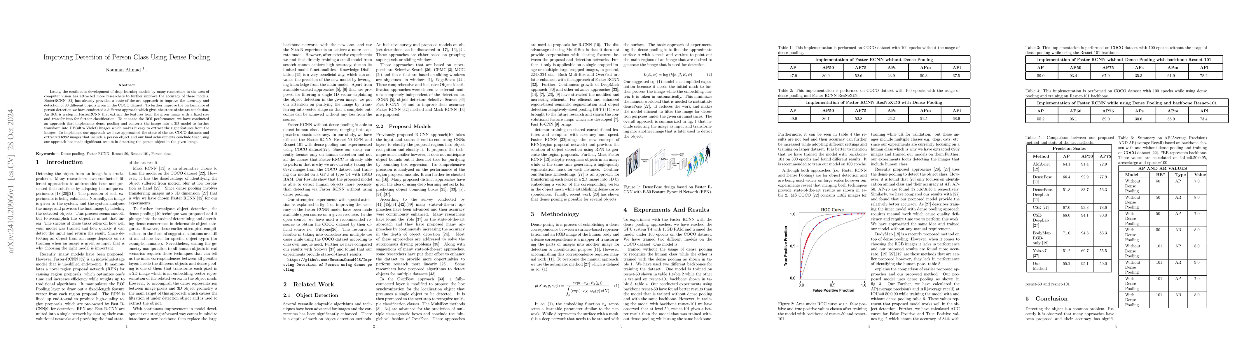 Thumbnail for Improving Detection of Person Class Using Dense Pooling