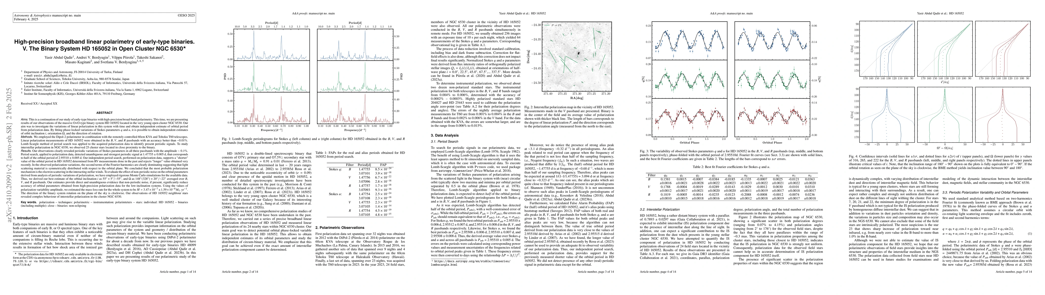 Thumbnail for High-precision broadband linear polarimetry of early-type binaries. V.
  The Binary System HD 165052 in Open Cluster NGC 6530