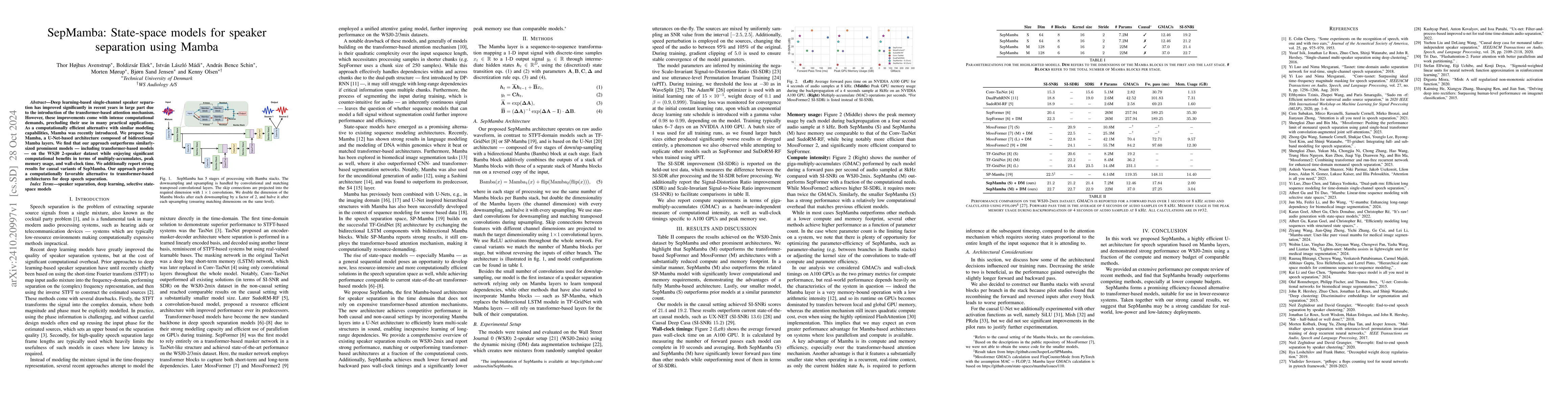 Thumbnail for SepMamba: State-space models for speaker separation using Mamba