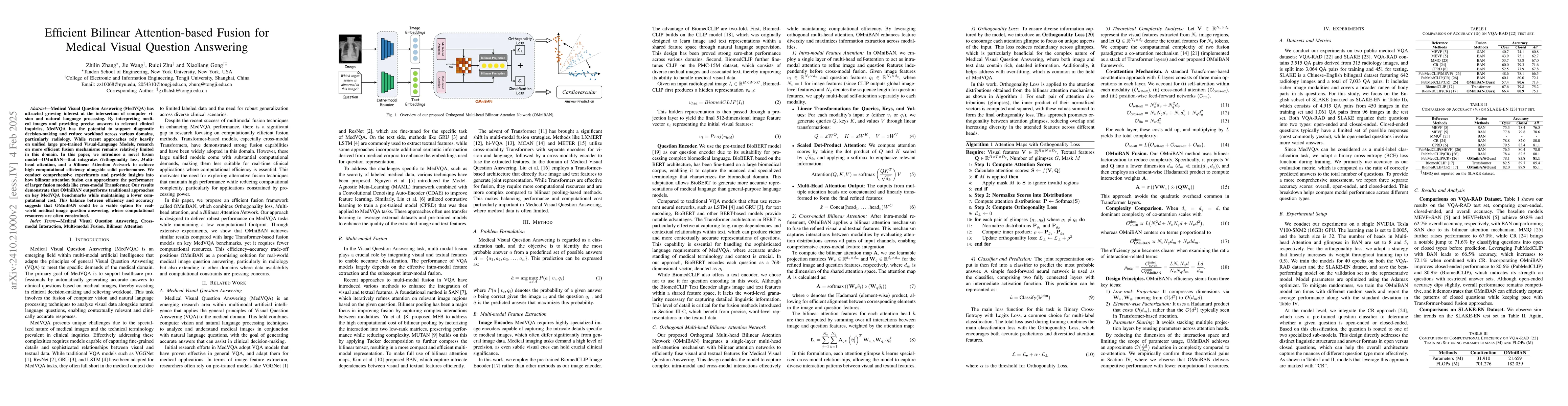 Thumbnail for Efficient Bilinear Attention-based Fusion for Medical Visual Question
  Answering