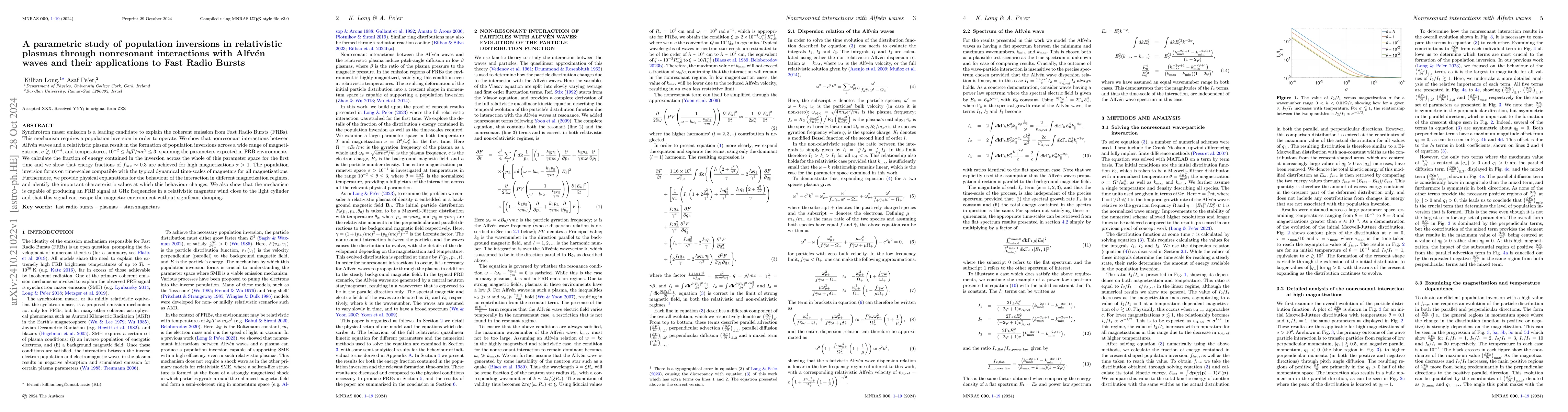 Thumbnail for A parametric study of population inversions in relativistic plasmas
  through nonresonant interactions with Alfvén waves and their applications
  to Fast Radio Bursts