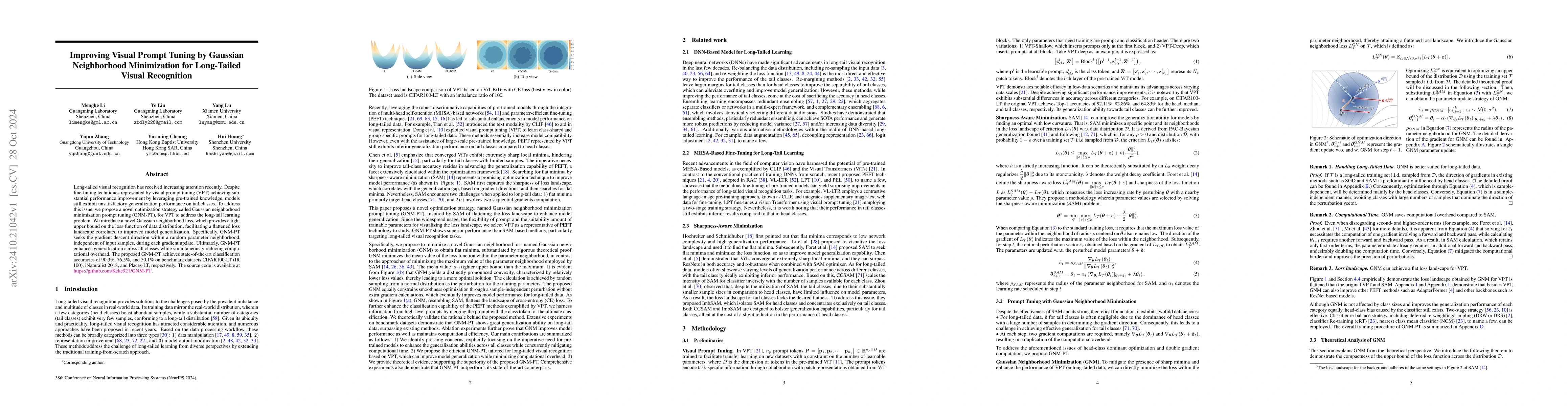 Thumbnail for Improving Visual Prompt Tuning by Gaussian Neighborhood Minimization for
  Long-Tailed Visual Recognition