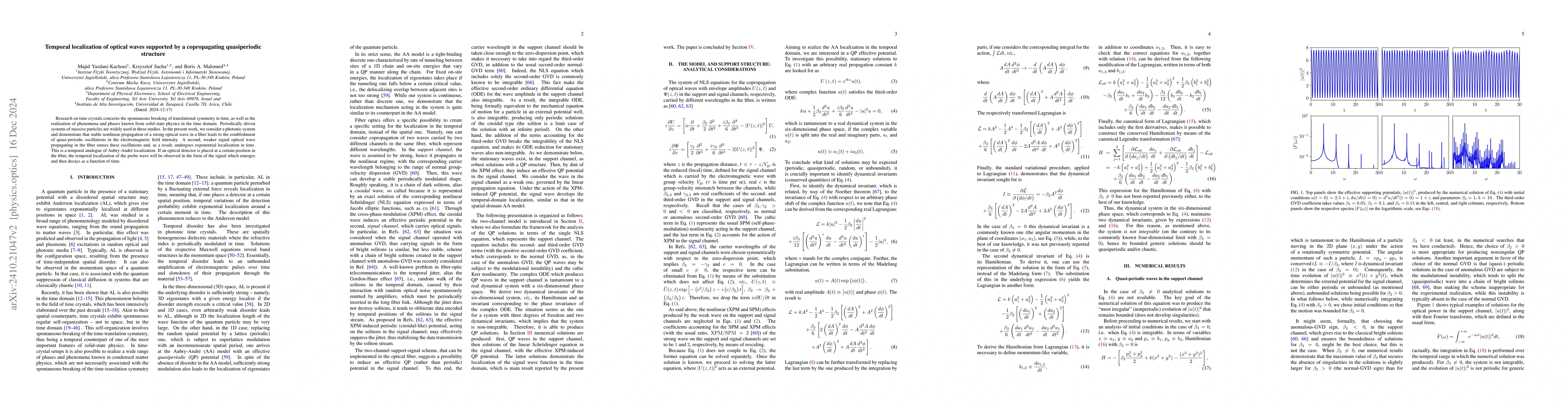 Thumbnail for Temporal localization of optical waves supported by a copropagating
  quasiperiodic structure