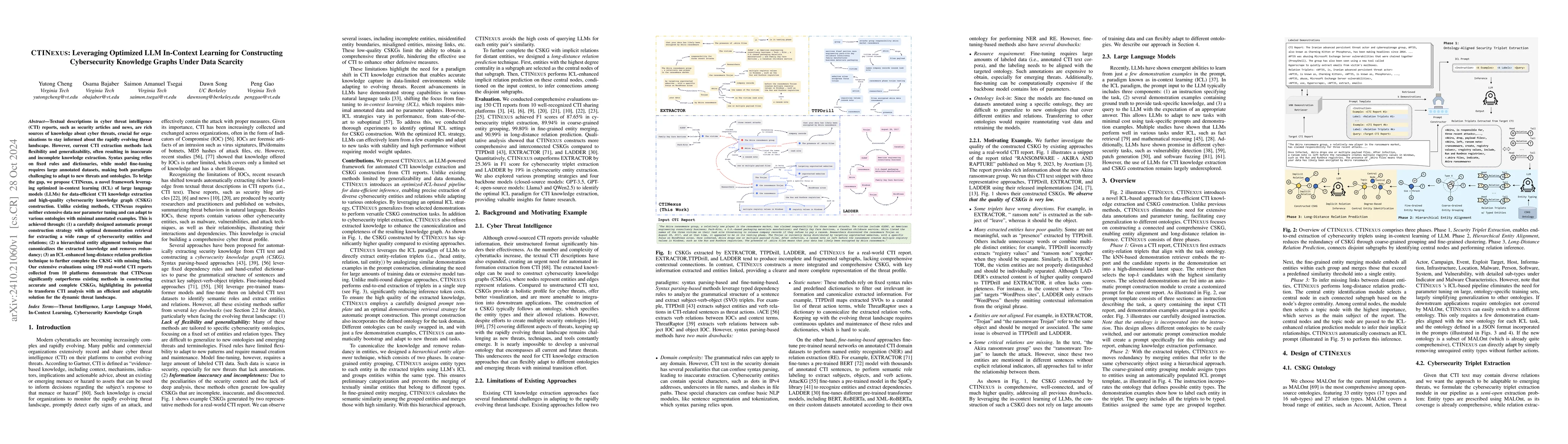 Thumbnail for CTINEXUS: Leveraging Optimized LLM In-Context Learning for Constructing
  Cybersecurity Knowledge Graphs Under Data Scarcity