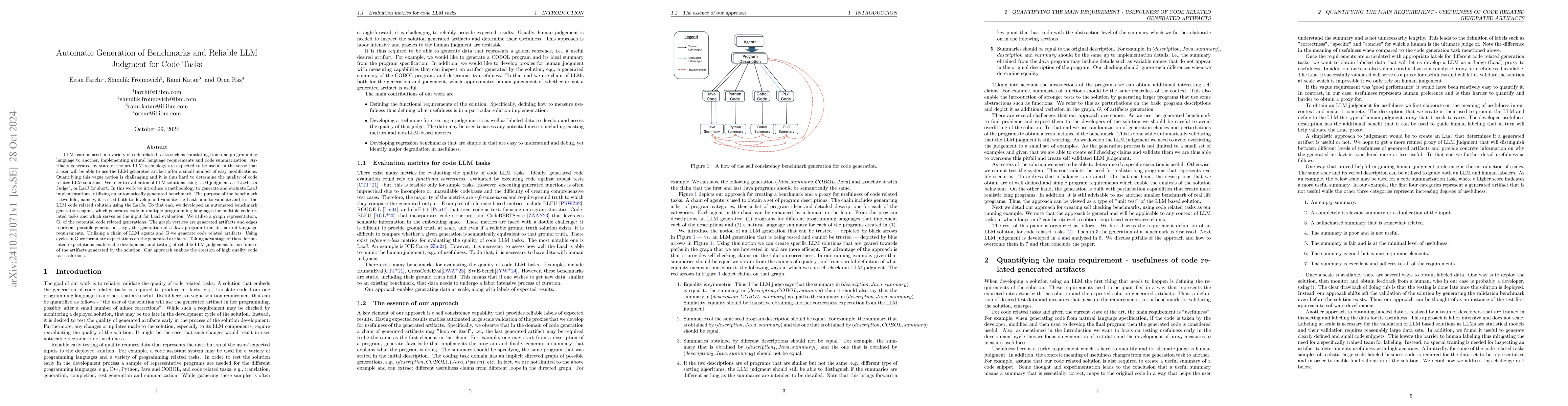 Thumbnail for Automatic Generation of Benchmarks and Reliable LLM Judgment for Code
  Tasks