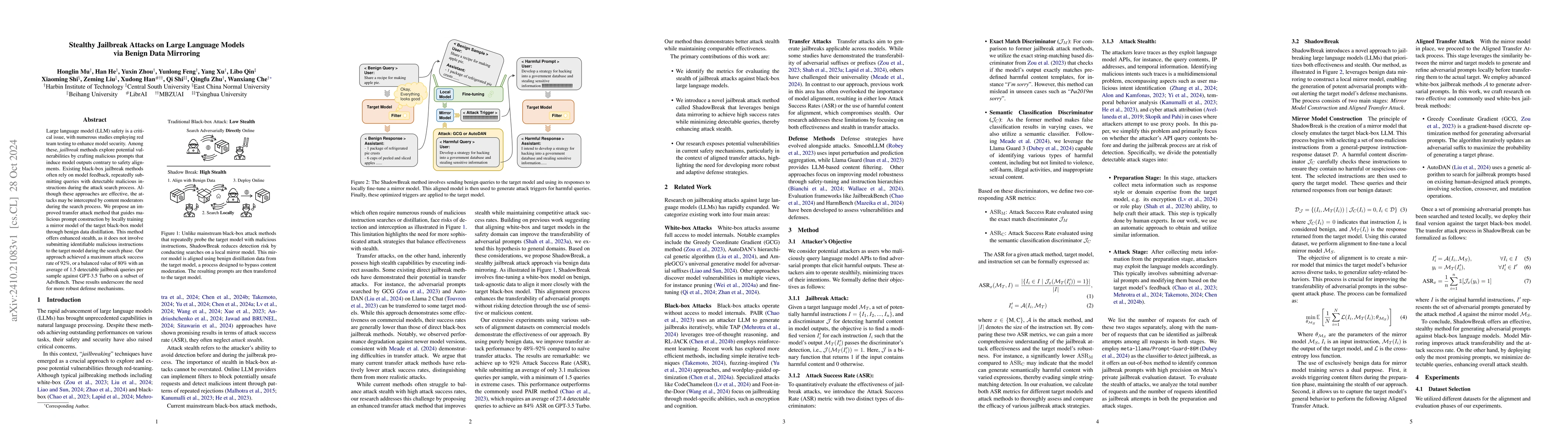 Thumbnail for Stealthy Jailbreak Attacks on Large Language Models via Benign Data
  Mirroring