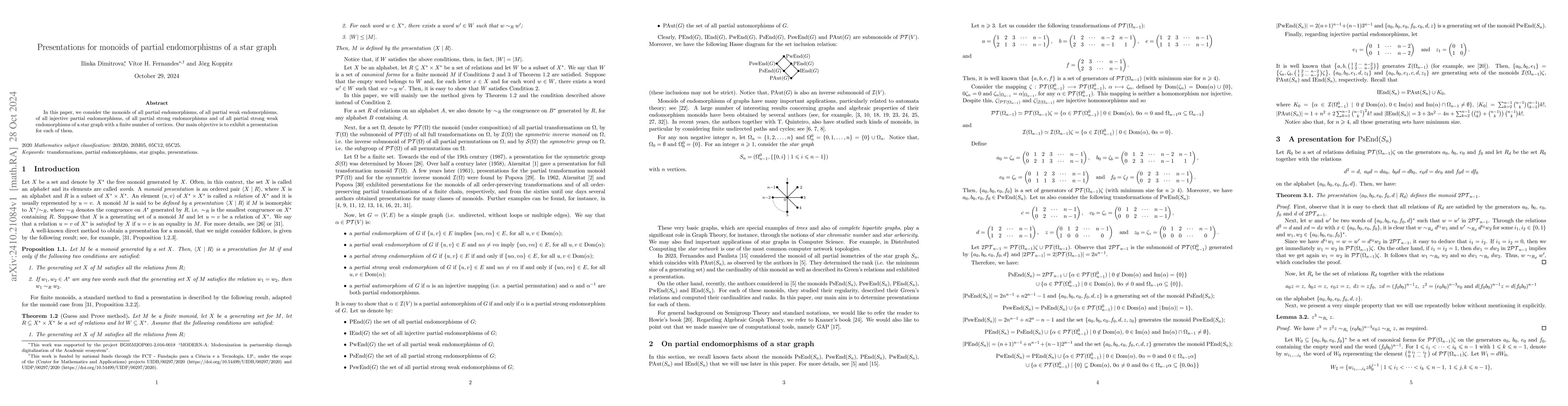 Thumbnail for Presentations for monoids of partial endomorphisms of a star graph