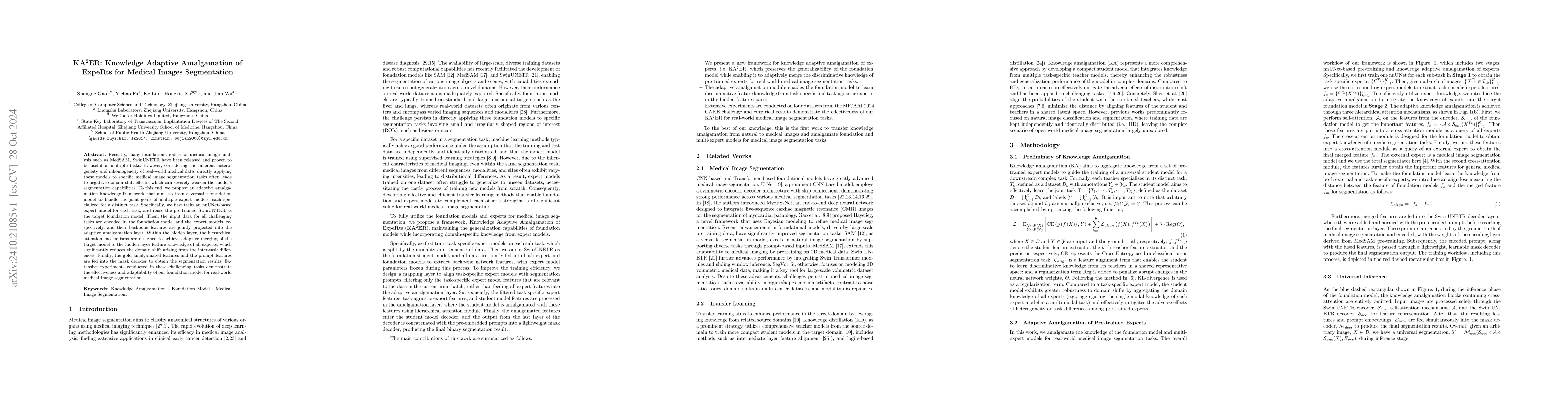 Thumbnail for KA$^2$ER: Knowledge Adaptive Amalgamation of ExpeRts for Medical Images
  Segmentation
