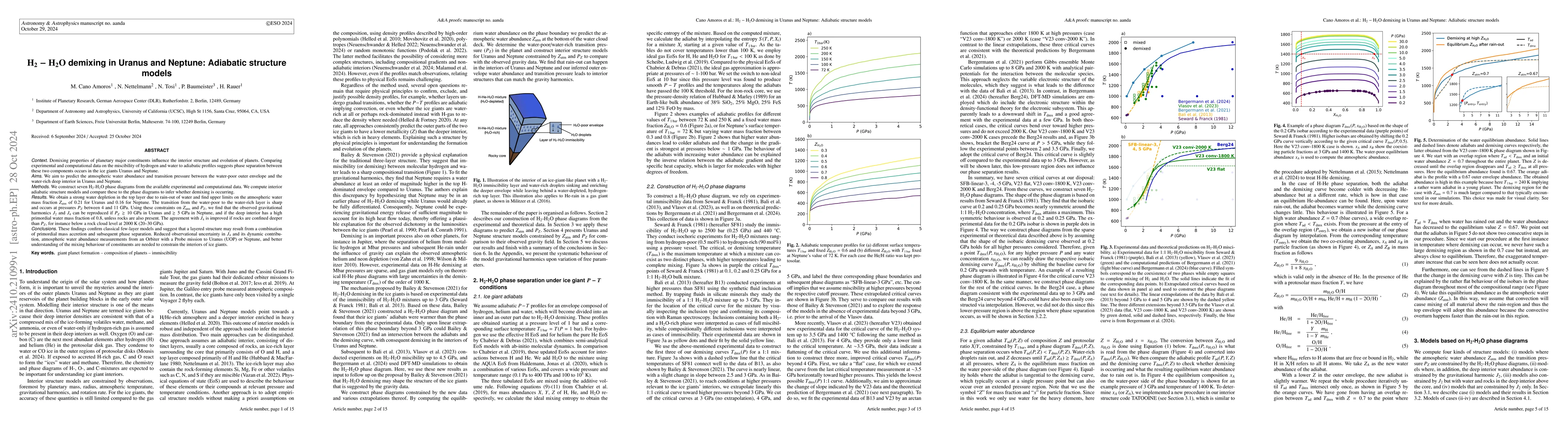 Thumbnail for H$_{2}$-H$_{2}$O demixing in Uranus and Neptune: Adiabatic structure
  models