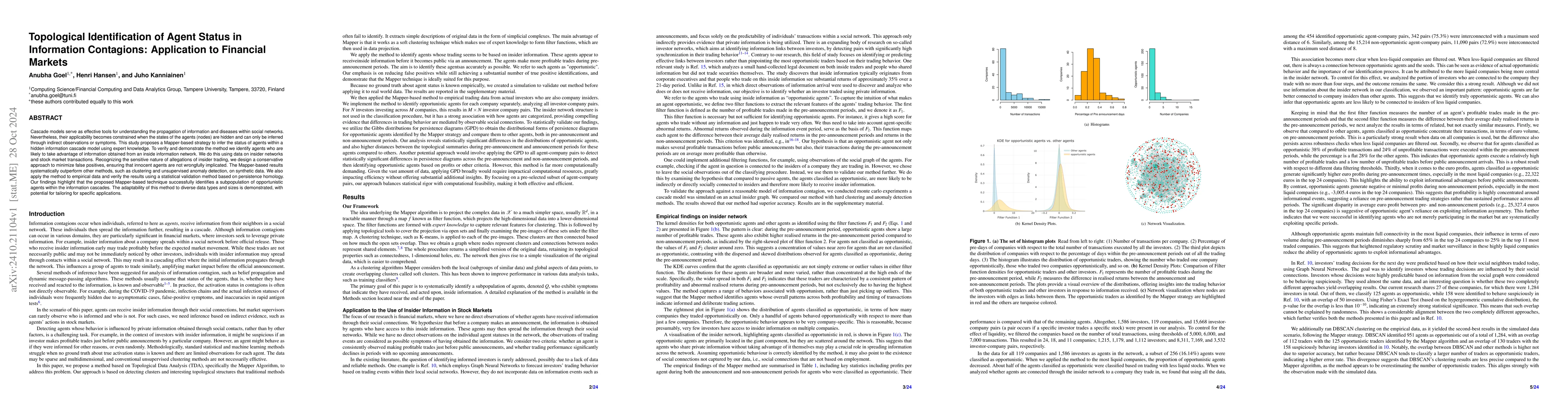 Thumbnail for Topological Identification of Agent Status in Information Contagions:
  Application to Financial Markets