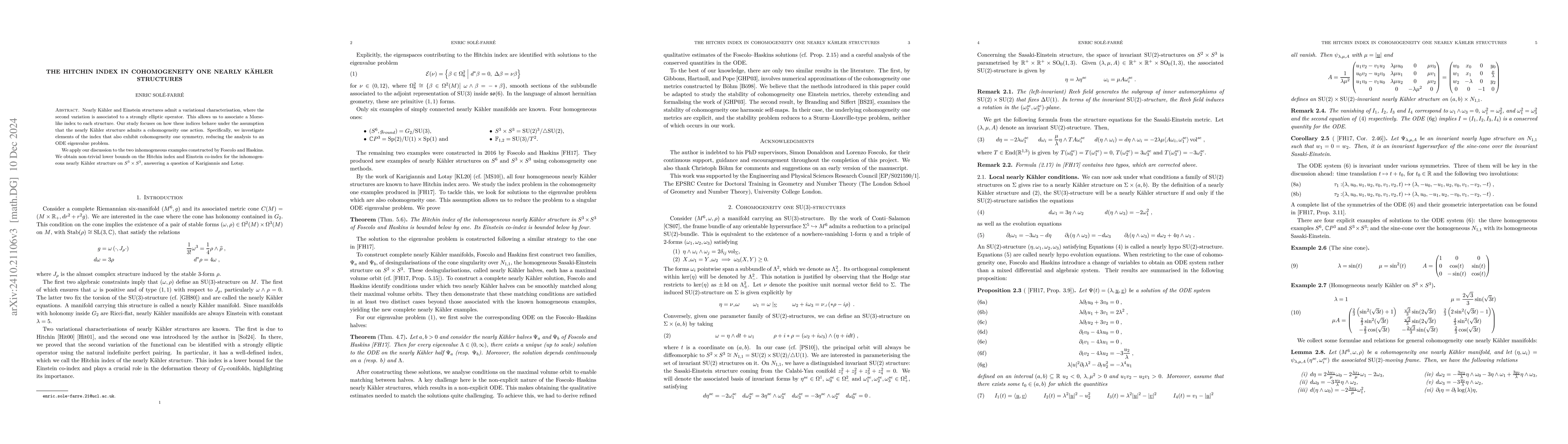 Thumbnail for The Hitchin index in cohomogeneity one nearly Kähler structures
