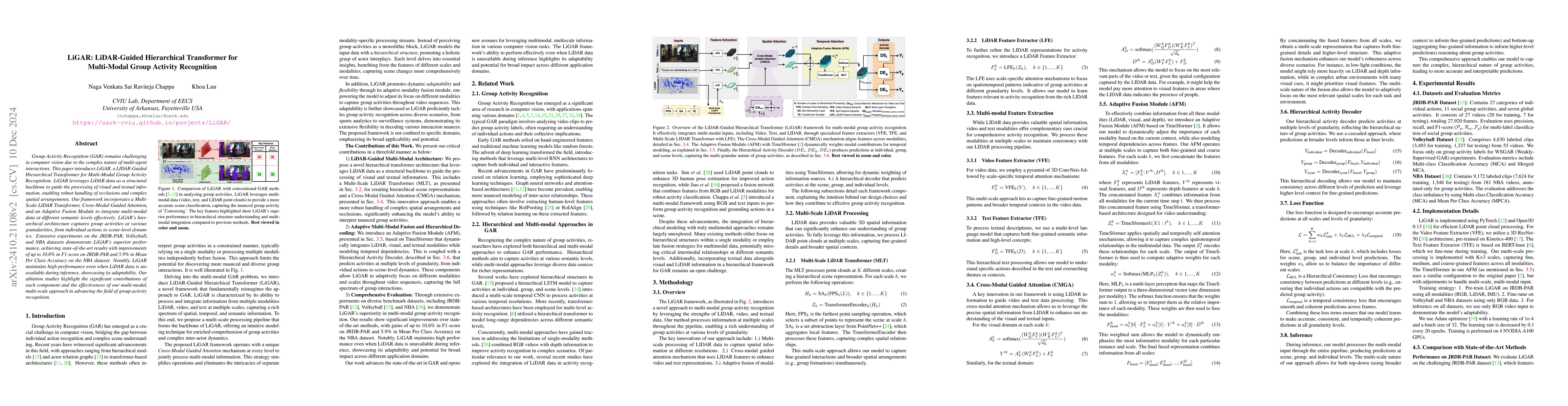 Thumbnail for LiGAR: LiDAR-Guided Hierarchical Transformer for Multi-Modal Group
  Activity Recognition