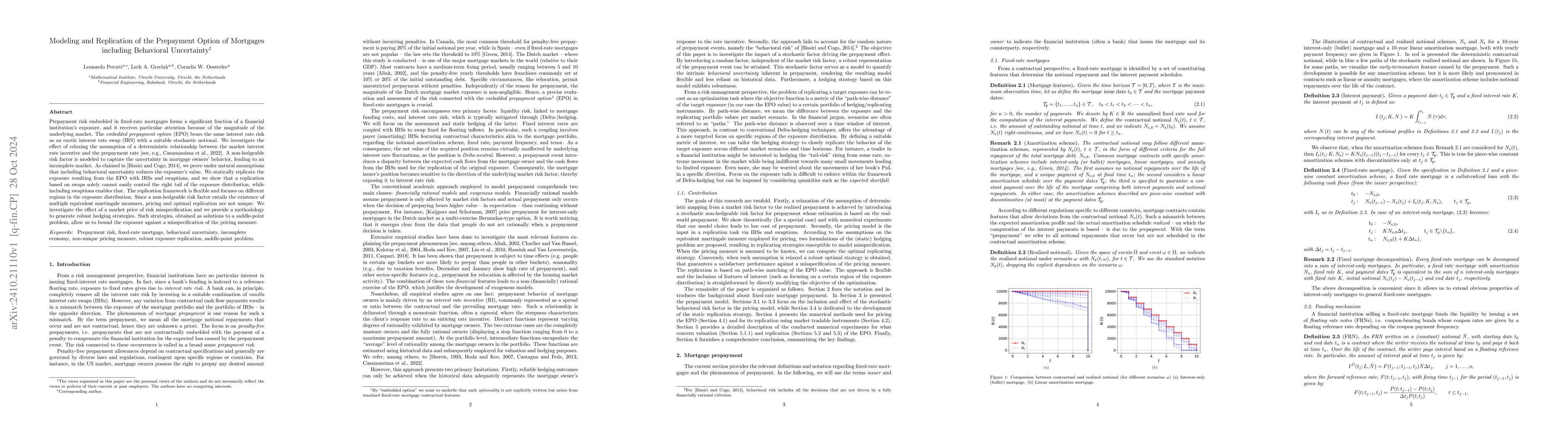 Thumbnail for Modeling and Replication of the Prepayment Option of Mortgages including
  Behavioral Uncertainty