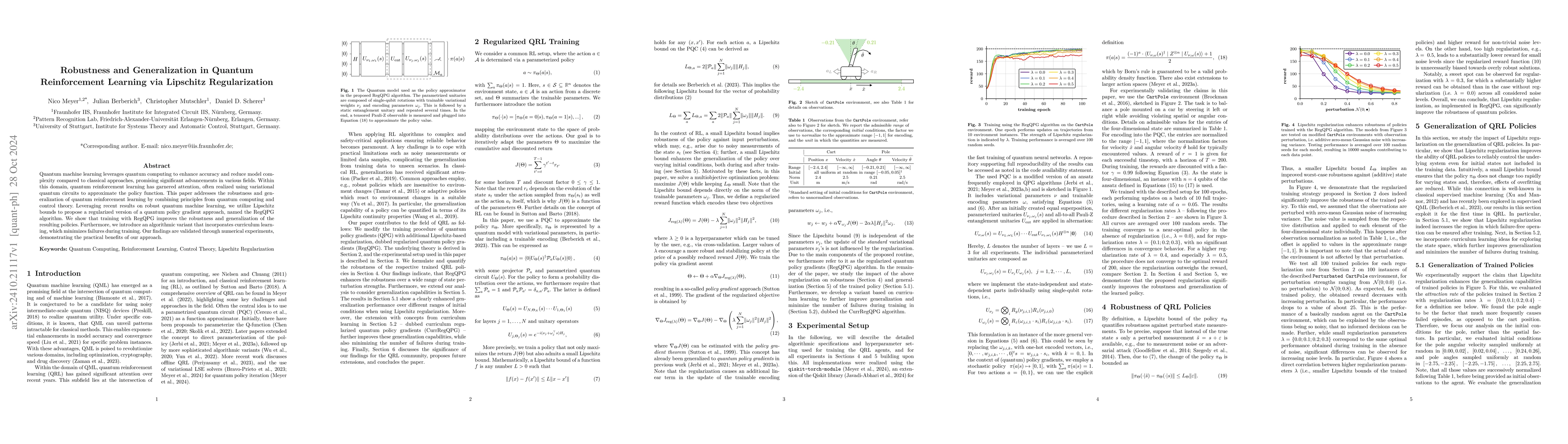 Thumbnail for Robustness and Generalization in Quantum Reinforcement Learning via
  Lipschitz Regularization