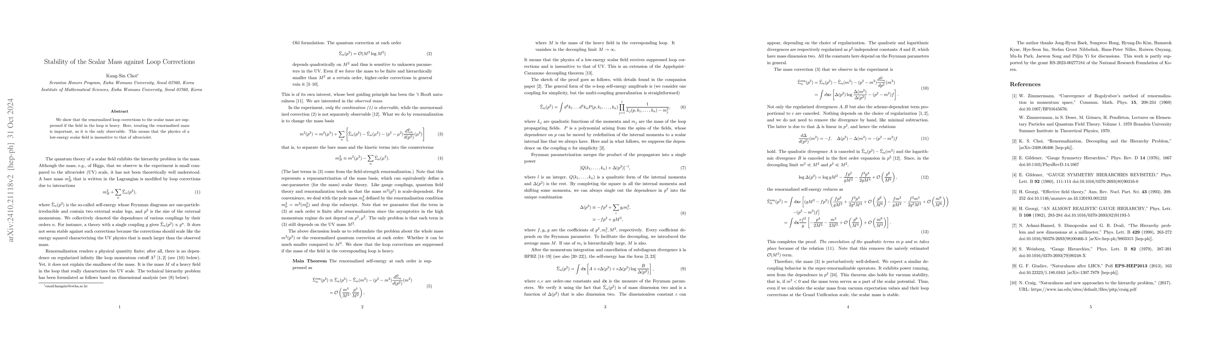Thumbnail for Stability of the Scalar Mass against Loop Corrections