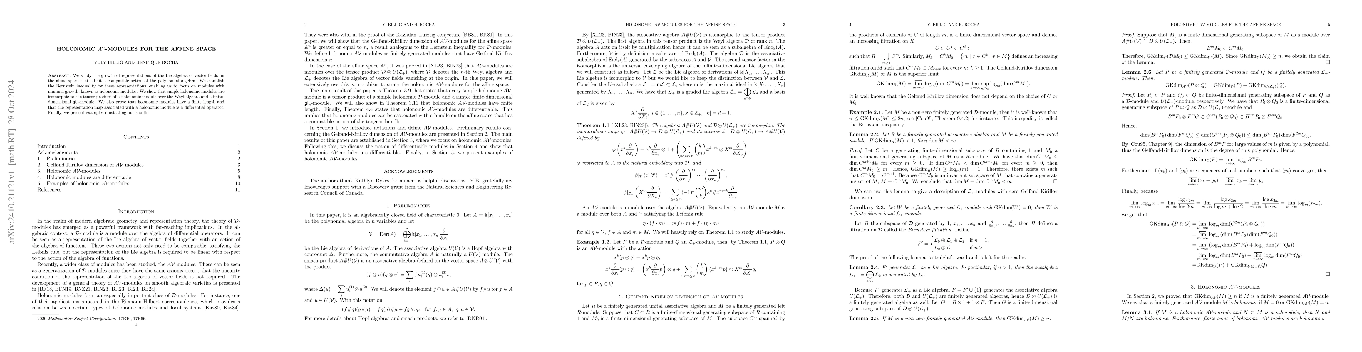 Thumbnail for Holonomic $A\mathcal{V}$-modules for the affine space