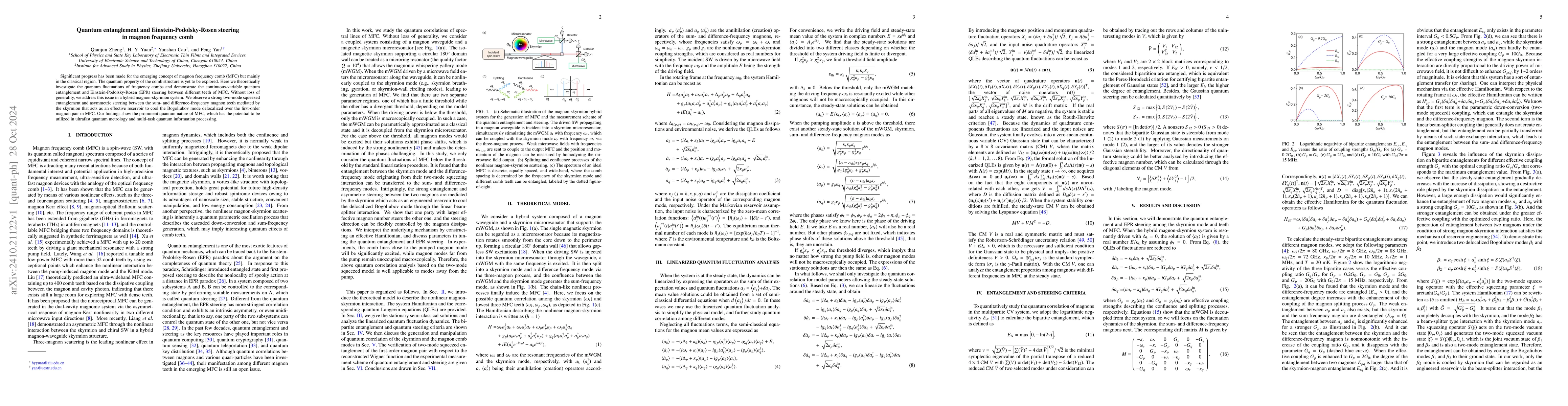 Thumbnail for Quantum entanglement and Einstein-Podolsky-Rosen steering in magnon
  frequency comb