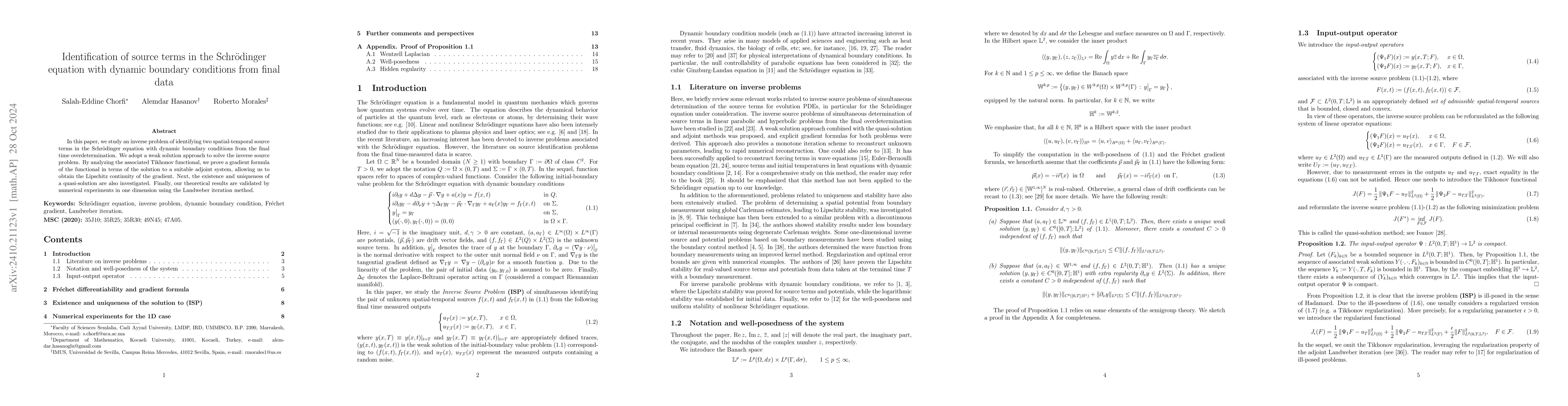 Thumbnail for Identification of source terms in the Schrödinger equation with
  dynamic boundary conditions from final data