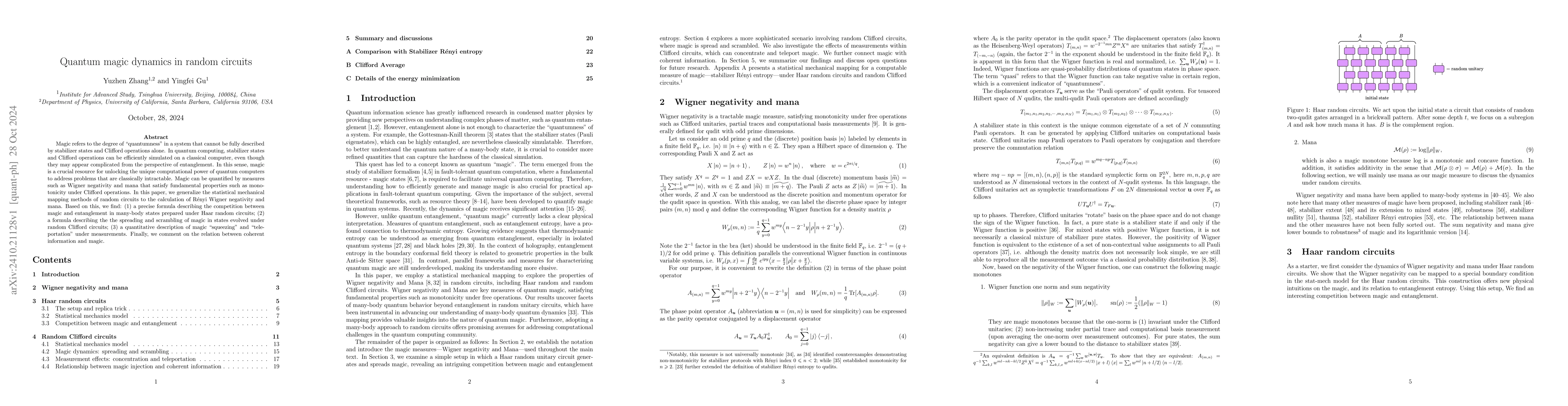 Thumbnail for Quantum magic dynamics in random circuits