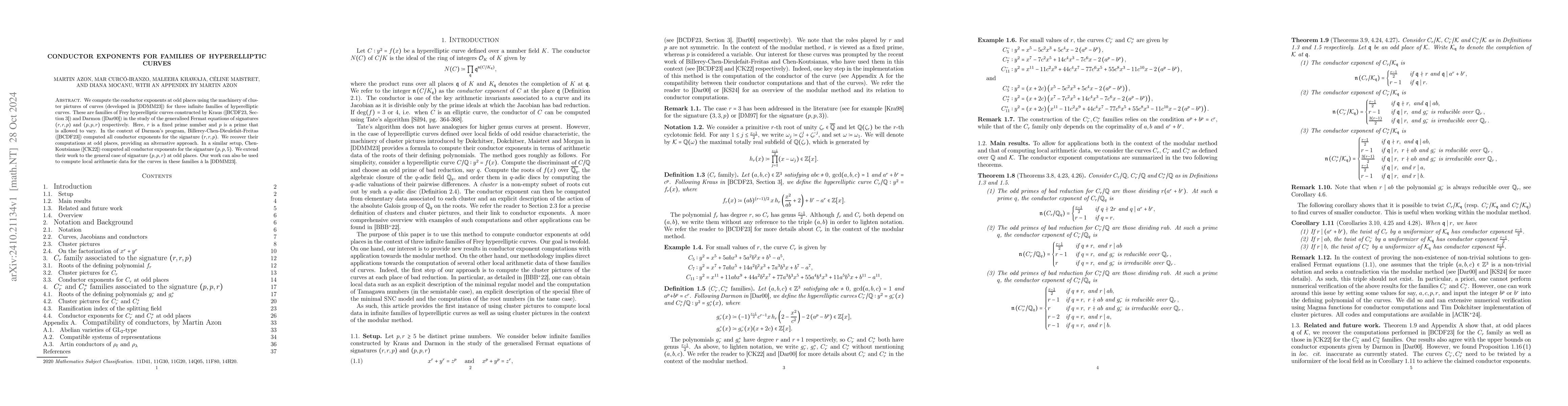 Thumbnail for Conductor exponents for families of hyperelliptic curves
