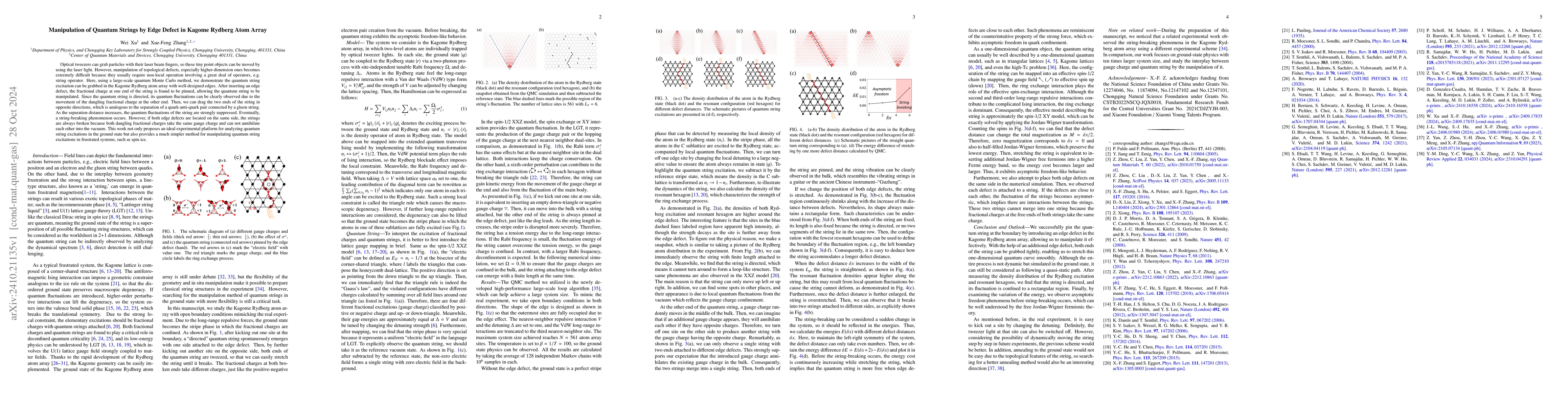 Thumbnail for Manipulation of Quantum Strings by Edge Defect in Kagome Rydberg Atom
  Array