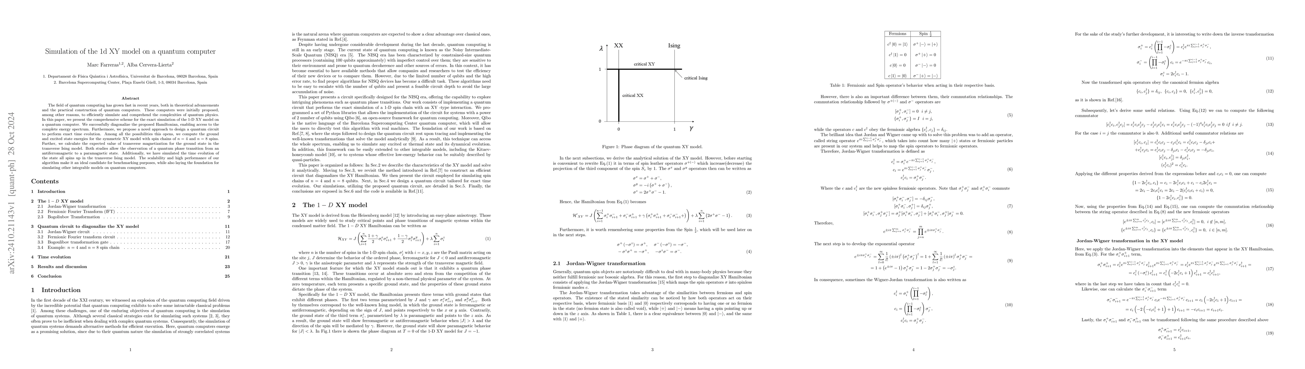 Thumbnail for Simulation of the 1d XY model on a quantum computer