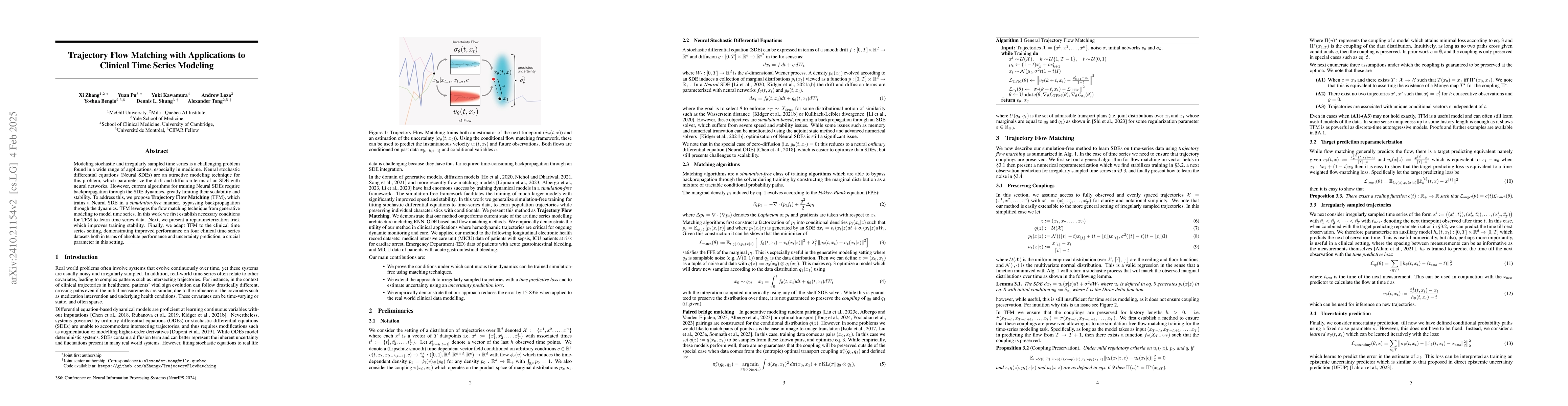 Thumbnail for Trajectory Flow Matching with Applications to Clinical Time Series
  Modeling