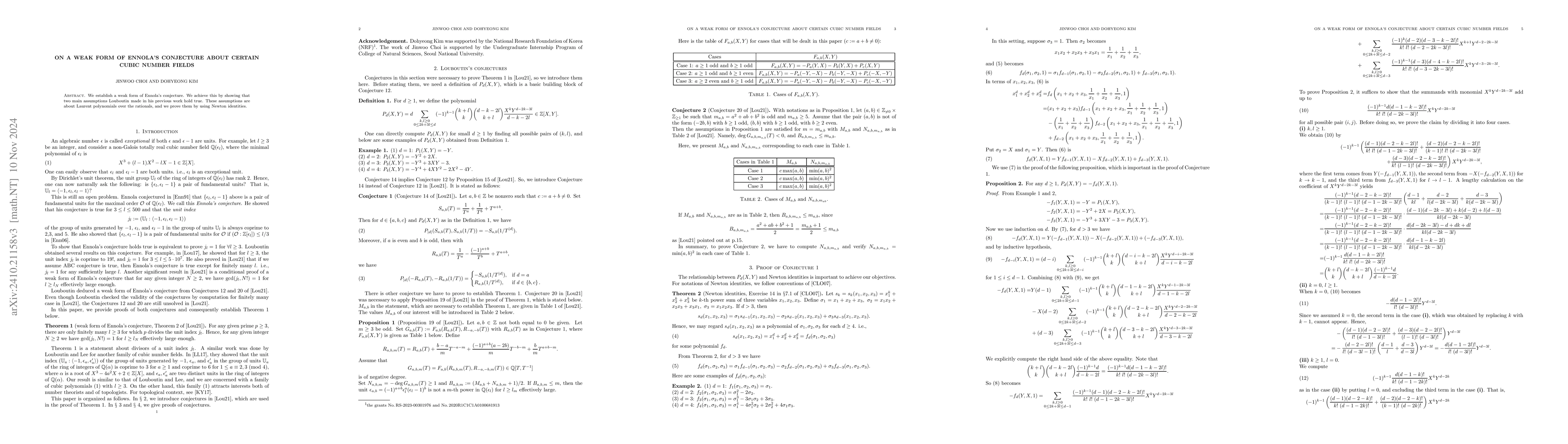 Thumbnail for On a weak form of Ennola's conjecture about certain cubic number fields