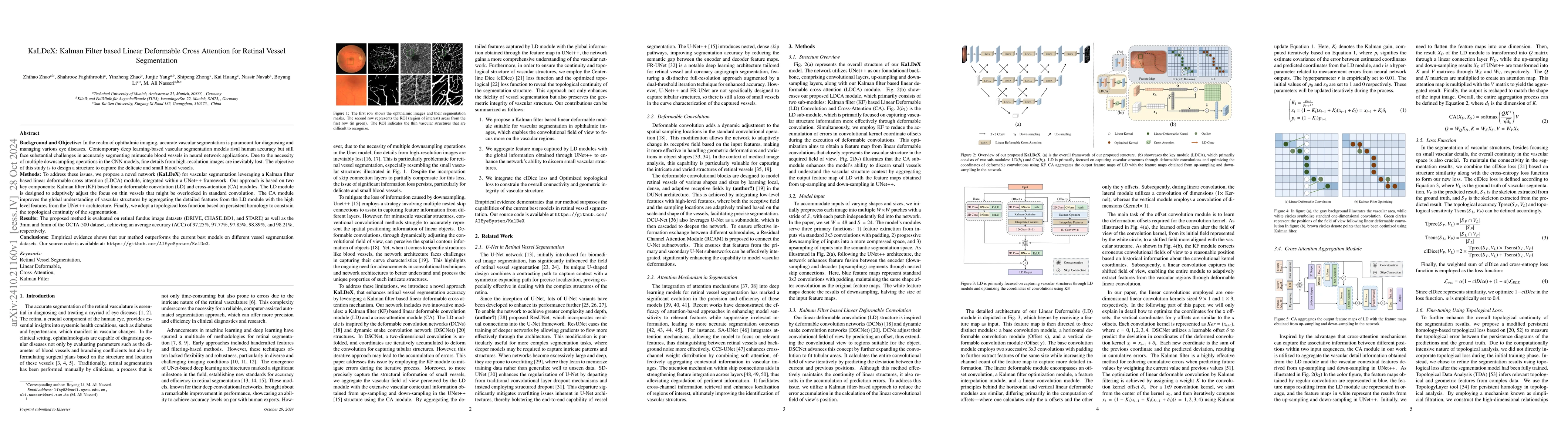 Thumbnail for KaLDeX: Kalman Filter based Linear Deformable Cross Attention for Retina
  Vessel Segmentation