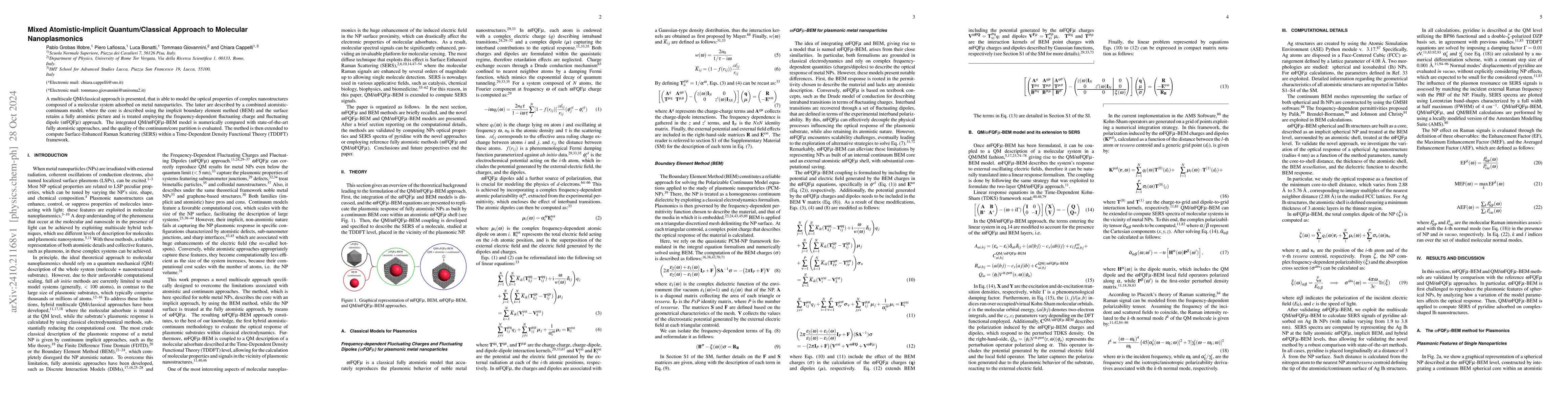 Thumbnail for Mixed Atomistic-Implicit Quantum/Classical Approach to Molecular
  Nanoplasmonics