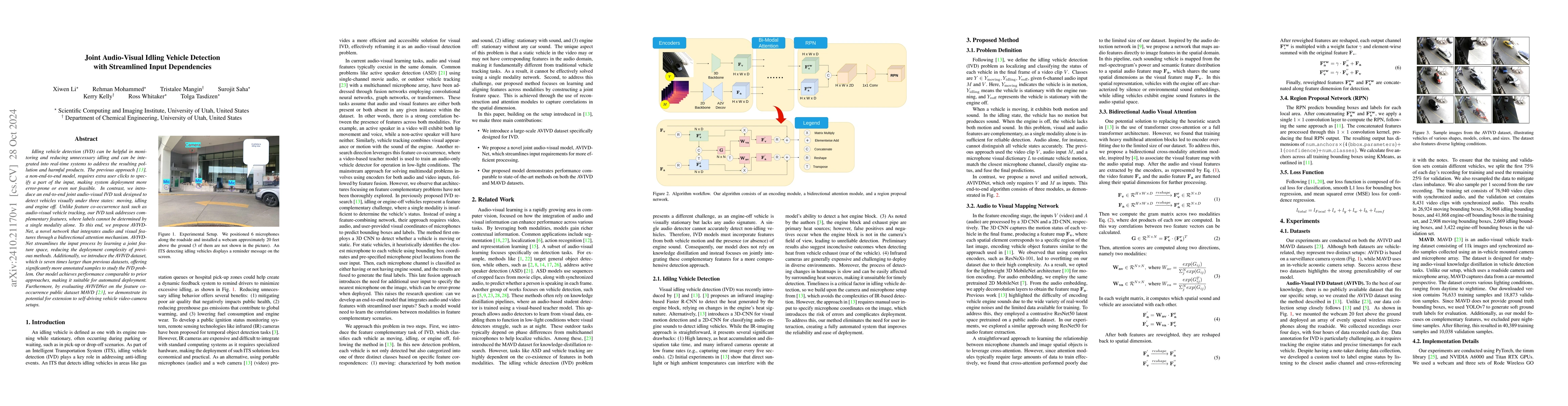 Thumbnail for Joint Audio-Visual Idling Vehicle Detection with Streamlined Input
  Dependencies