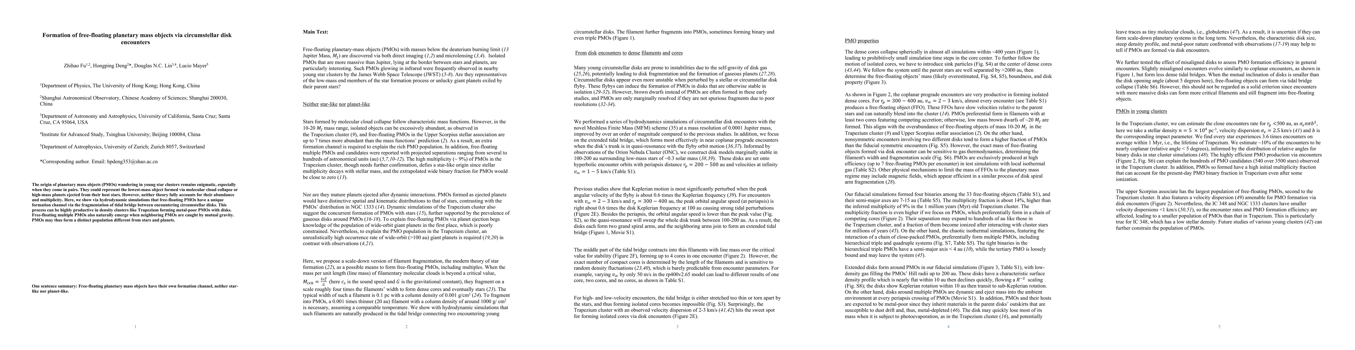 Thumbnail for Formation of free-floating planetary mass objects via circumstellar disk
  encounters