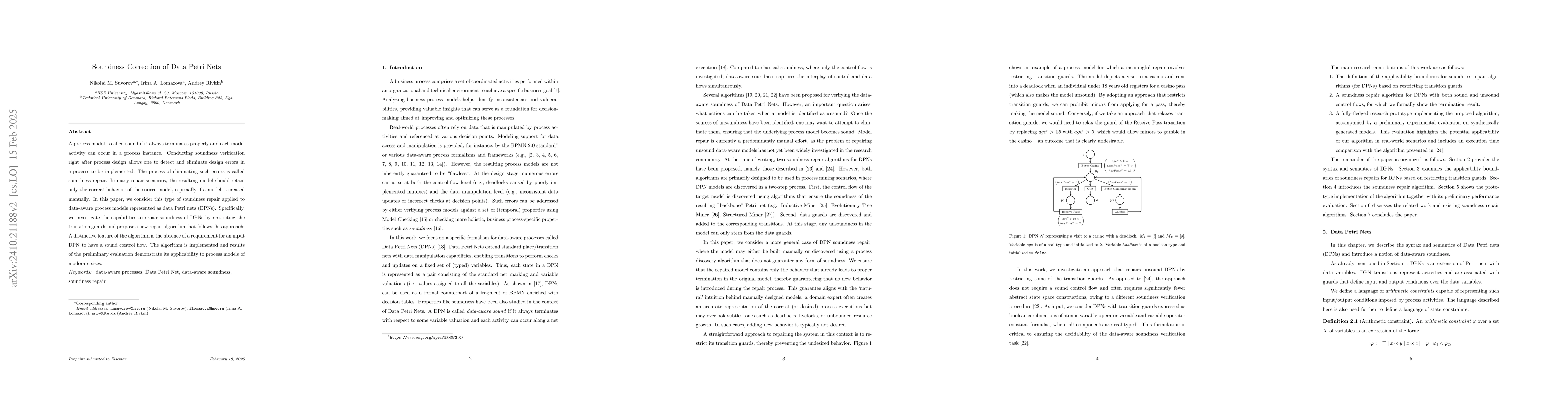 Thumbnail for Soundness Correction of Data Petri Nets