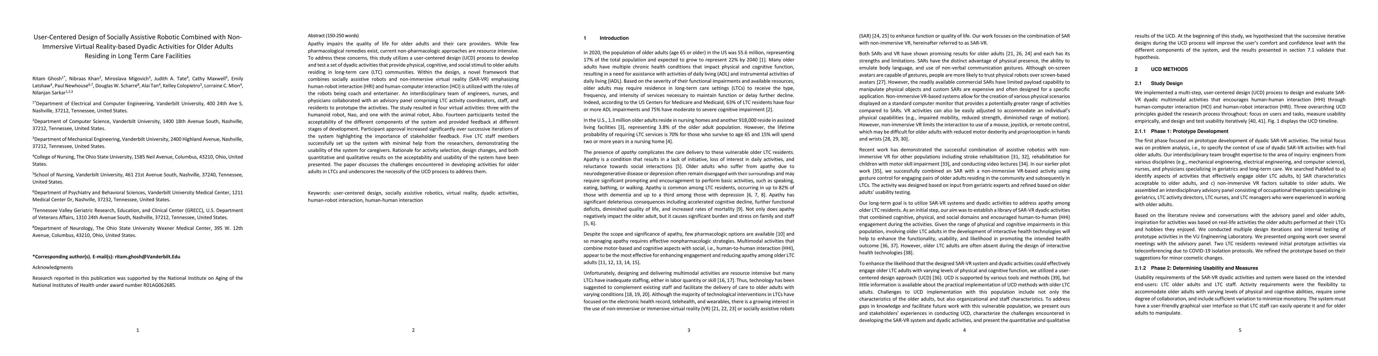 Thumbnail for User-Centered Design of Socially Assistive Robotic Combined with
  Non-Immersive Virtual Reality-based Dyadic Activities for Older Adults
  Residing in Long Term Care Facilities